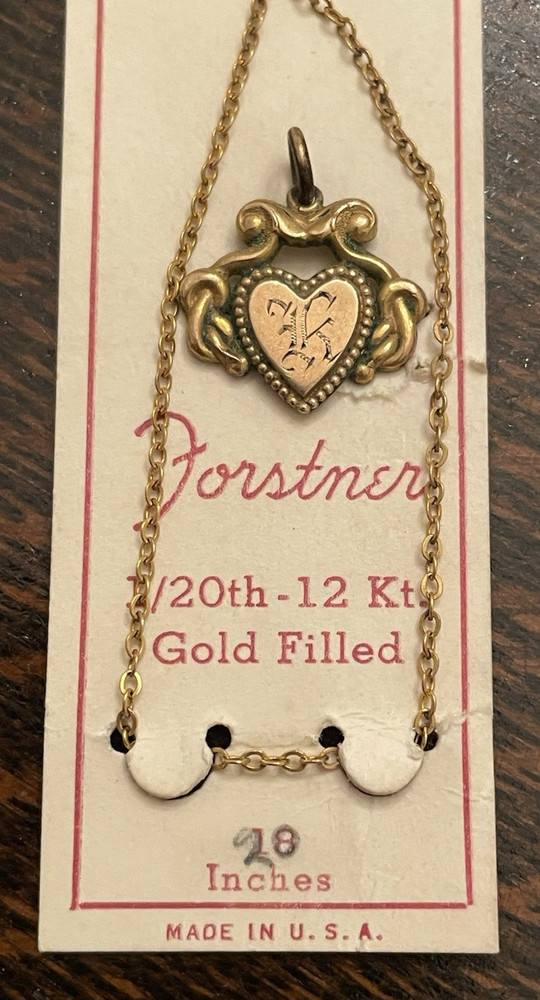 Vintage 13″Forstner 12kt. Gold Filled Woman’s/Child’s chain & pendant w/initials