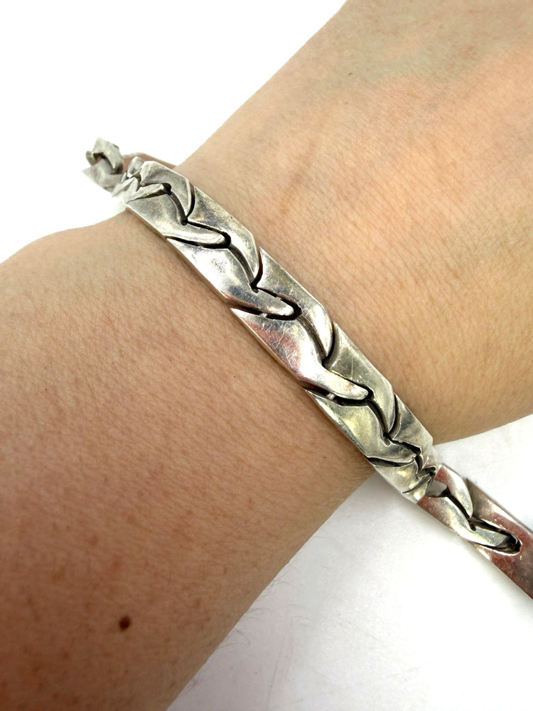 Vintage Bracelet Sterling Silver Mexico 7 Inches Chain Link Taxco Tj-42