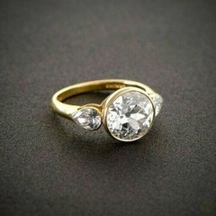 2.90 White Diamond Antique Art Deco Vintage Engagement Ring 14K Yellow Gold FN