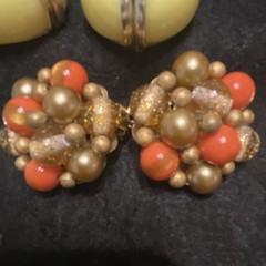 Vintage Multicolor Mixed Earrings Lot 6 Pcs Clip-On & Screwback Rhinestone
