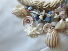 Statement Seashell Large Bib Necklace Woven Cord Unique Dangling Shells BOHO