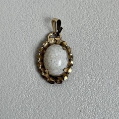 Vintage Gold-Filled Pendant w/Opalescent Glass Cabochon Mid-Century Opalite