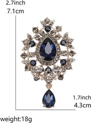 Vintage Teardrop Crystal Brooch Pin with Teardrop Pendant Elegant Rhinestone Des