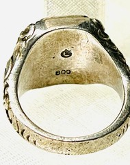 Antique 800 Silver Ornate Signet Ring Art Nouveau 10.9 GR Size 4 1/2