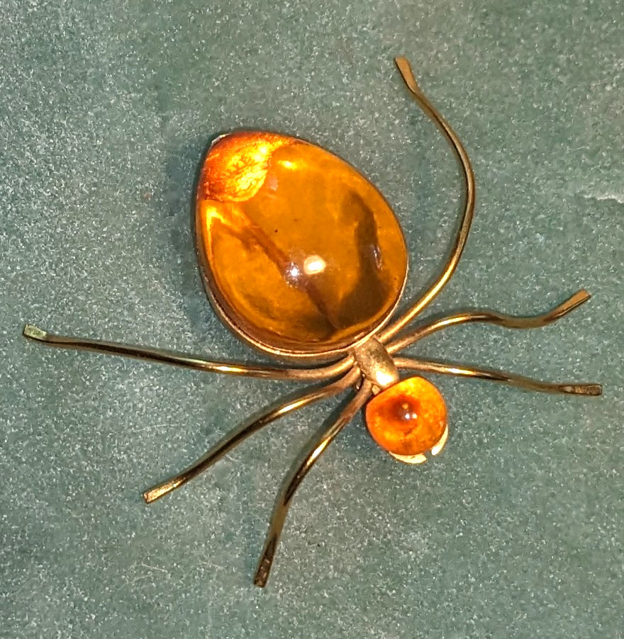 Vintage Russian USSR Baltic Amber Ant/Insect/Bug/Spider – Gold Vermeil