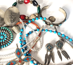 Vtg SOUTHWESTERN Silver Plated Alpaca Mixed Metals Jewlery Lot Collection 15 Pcs