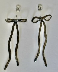 Pair of 4-Inch Unique Runway Gunmetal Earrings from France