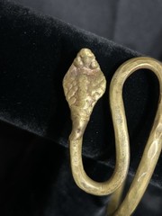 Vtg Egyptian Revival Brass Jewelry Lot Pharaoh Bypass Cuff & Snake Arm Coil Set