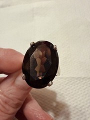 Vtg Stunning! 925SterSilver Sz 10-11g Smoky Quartz Ring!