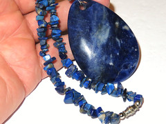 Lapis Lazuli Gemstone Chip & Drop Boho Necklace 18 inch 74grams