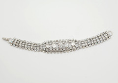 La Rel Rhinestone Clear Sparkling Wide Multi Stone Fancy Dress Vintage Bracelet