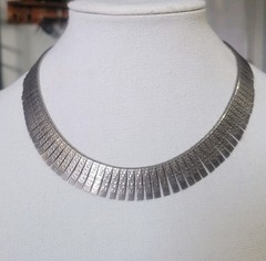 Vintage Cleopatra Egyptian Revival Choker Silver Tone Statement Necklace
