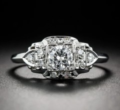 Round Cut 2CT Lab Created Diamond Art Deco Vintage Engagement Ring 14K Gold Over