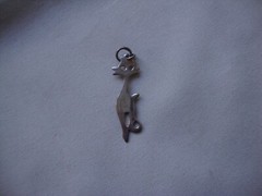 VINTAGE 1970-80s OPENWORK CAT SILHOUETTE STERLING SILVER STAMP 925 PENDANT