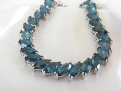 Sterling Silver 925 Natural Heated London Blue Topaz Tennis Bracelet 7.5″