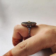 antique 925 silver vintage Victorian art deco handmade black onyx ring best gift