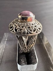 925 Sterling Silver Vintage Star Ruby Ring Handcrafted Size 6 US