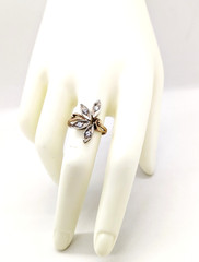 Vintage Luxury RING Silver 925 Flower with chic inserts -size: 9US (19mm)| UA #3