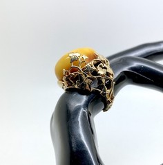 Amber Ring Handmade Natural Baltic Jewelry Handcrafted Piece Statement for Women