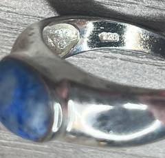 Vintage Blue White Stone Cabochon Southwestern Ring Silver Tone Costume Jewelry
