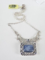 Sterling Silver 925 Natural Kyanite Iolite Art Nouveau Style Necklace 18″