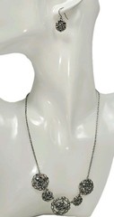 Vintage Marcasite Necklace & Pierced Ear Dangle Earrings | 3 Piece Jewelry Set