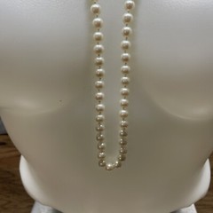 Vintage Carol Lee Single Strand Knotted Faux Pearl Necklace Jewelry KG JD