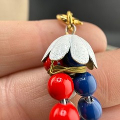 Vintage Necklace Bangle Bracelet Set Patriotic Red White Blue 4th of July 25”