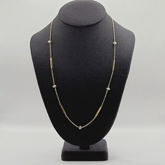 Freshwater Pearl Multi Style Link Gold Tone Chain Vtg Station Necklace 24 Inch