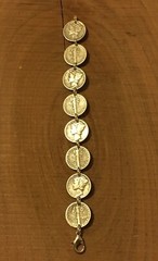 MERCURY DIME Coin Jewelry BRACELET 7.5″ 90% Silver With .925 Links! Obv/Rev