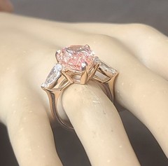 14k Rose Gold Engagement Ring 10.77ct Lab Grown Pink Diamond Pear Shape IGI