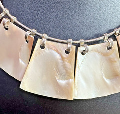 Stunning Abalone Shell Sterling Silver Choker Tribal Statement Necklace