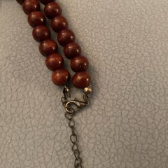Wood Bead Red Leather Tassel Pendant Necklace