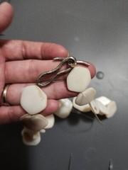Vintage Mother Of Pearl Stone Beaded Necklace Flat Hexagon Beads Estate Sale