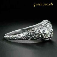 Lab Created 2.95CT Round Cut 3-Stone Vintage Engagement Ring 14K White Gold Over