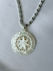 Vintage Hand Carved Mother of Pearl 7-Point Bethlehem Star Pendant Germany
