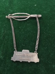 Vintage Sterling General Electric Locomotive Bar Clip Chain