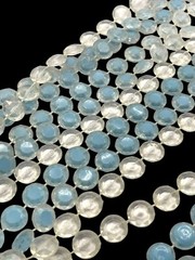 Vintage Early Plastic Faceted Discs Necklace Multiple Strands Blue And Clear