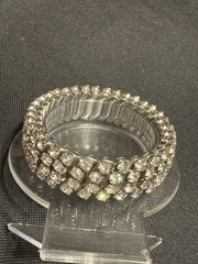 Airflex Silver-tone Expandable White Rhinestone Bracelet, Made In the USA