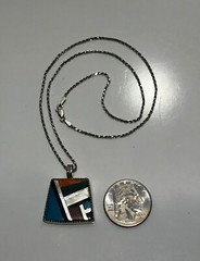 Vtg 925 Frank & Brihilda Coriz Multi-stone Pendant on 14K White Gold Rope Chain