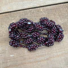 Vintage Garnet Grape Cluster Beaded Necklace 18″ Hang Continuous No Clasp