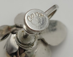 Vintage Signed Coro Silver-Tone Metal Carved Rose Earrings Screw Back Stud 21mm