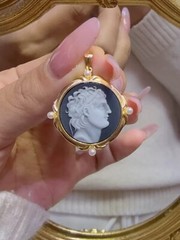 925 sterling silver Agate Cameo vintage jewelry Pendant estate jewelry gift