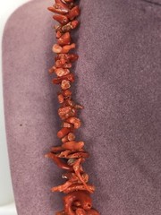 Red Branch Coral Necklace Beachwear 33 grams- 17 Inches Vintage