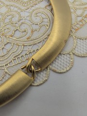 Anne Klein Collar Necklace & Earrings Satin Brushed Gold Tone Chunky Runway Read