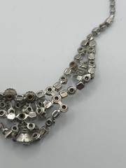 VTG Aurora Borealis Rhinestone Bib Necklace Multi Tier Choker Statement