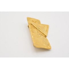 Vintage Hierograph Pin Brooch Brushed Gold Sacred Writing Reading 1980s BinAJ