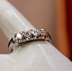Vintage Jabel 18K White Gold 4 Diamond ring sz 7.3