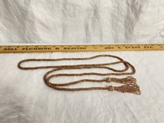 Vintage 1920’s Art Deco Pink Seed Beaded Sautoir Lariat Flapper Necklace