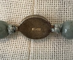 Vintage Jade Graduated Stamped Silver Hand Knotted Necklace For Women￼